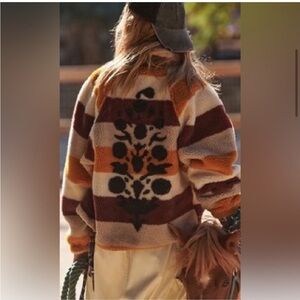 Free People Rocky Ridge Fleece Jacket with front snaps/zipper pockets small